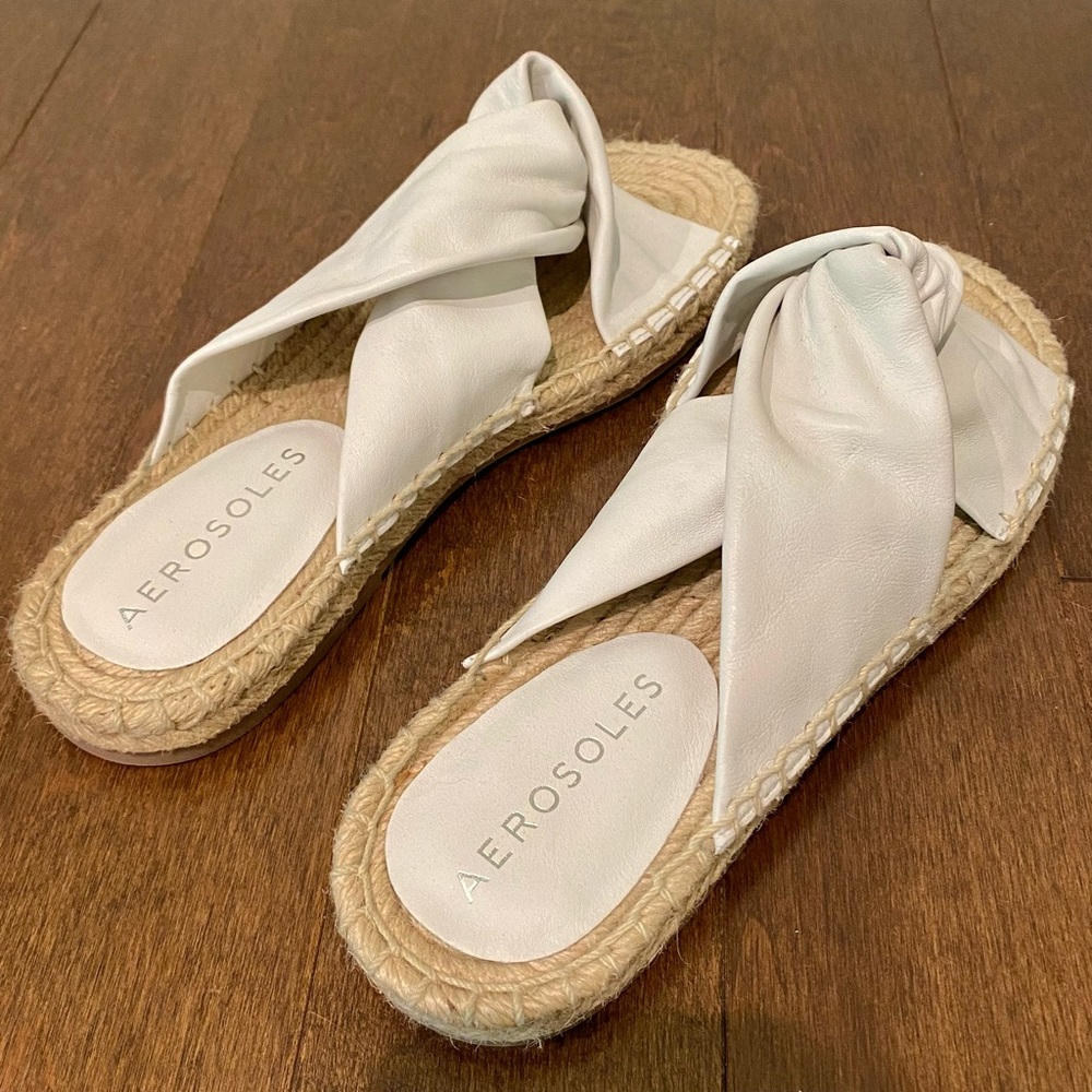 Aerosoles Paramus Sandal - espradrille & white leather, size 8.5